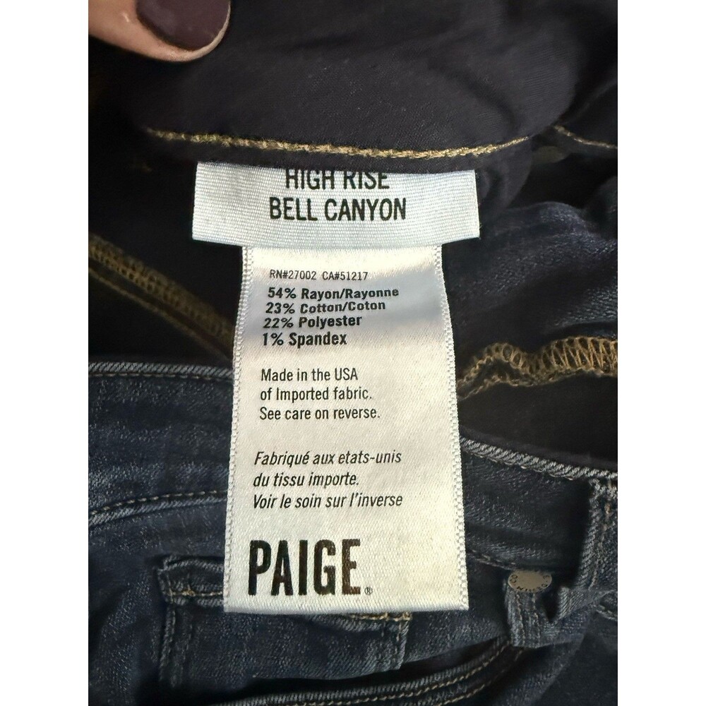 Paige Bell Canyon Women High Rise Flare Jeans Nottingham Dark Wash Size 31x30.5 - Picture 4 of 9